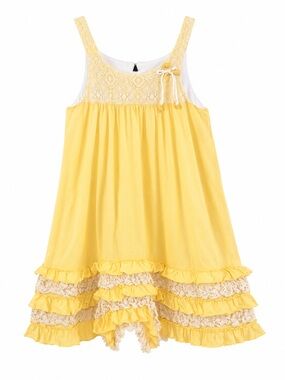 Isabella & Chloe Yellow Lace Hi Low Dress Girls Size 10 Ruffle Easter EUC